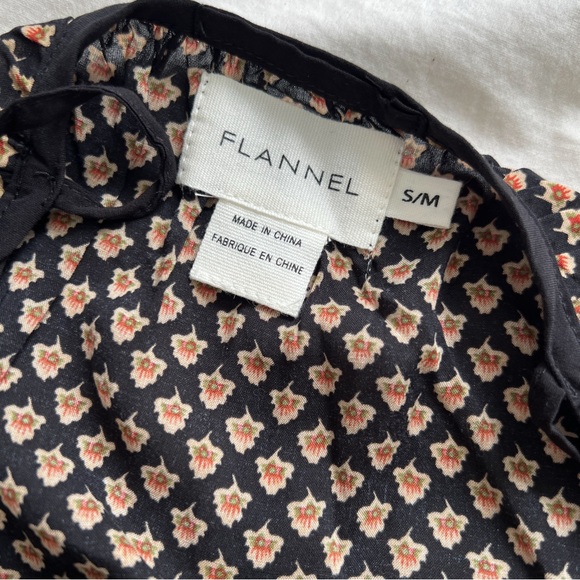 FLANNEL Black and Tan Floral Patterned Mini Dress - Size S/M - Picture 5 of 5